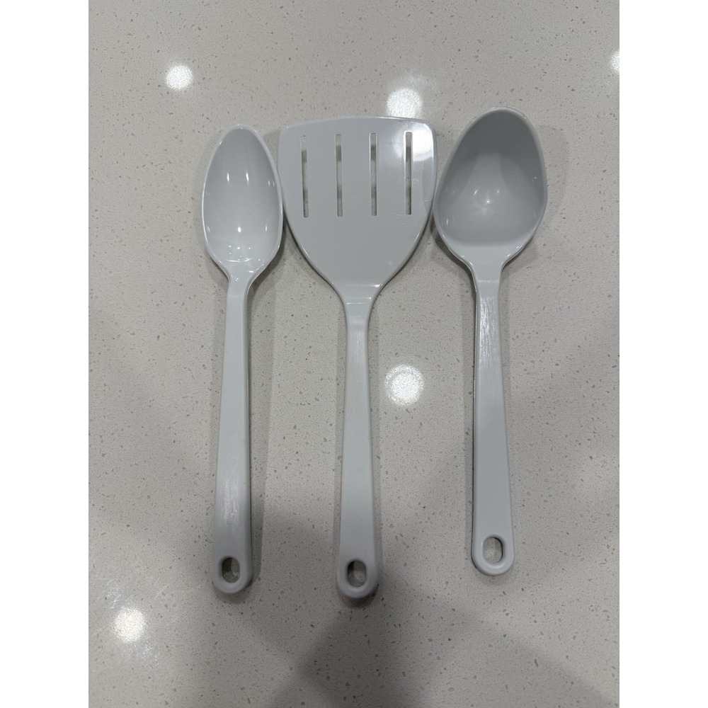 Set of 3 Tailor Made Nylon Slotted Spatula Ladle Serving Spoon White‎